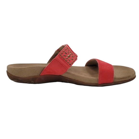 Aetrex Sandals Women 10.5 to 11 Red Double Straps Embellished Memory Foam - Picture 2 of 12